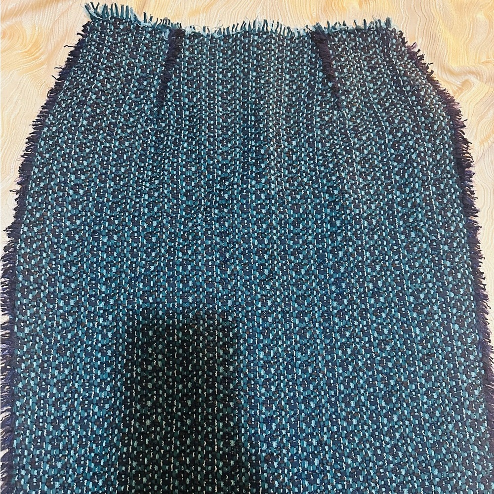 ESTATE SALE Lanvin Textured Tweed Pencil Skirt - Blue and Black
